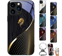 Urgalaxy Personalized Dragon Compatible Glass Phone Case,Full-Coverage Shockproof Anti-Fall Magnetic Cover,Supports Wireless Charging for iPhone 16-11 Pro Max (for iPhone13,Black)