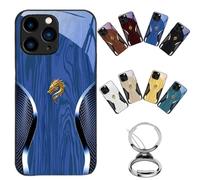 Urgalaxy Personalized Dragon Wood Grain Tempered Glass Case, Full-Coverage Shockproof Anti-Fall Magnetic Cover, Supports Wireless Charging for iPhone 11-16 ProMax (for iPhone15,Blue)