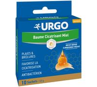 Urgo - Baume cicatrisant au miel - Brûlures et plaies superficielles et chroniques - 10 sachets monodoses 0,9 g