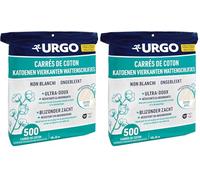 Urgo - Carrés de coton - x500 unités - FORMAT FAMILIAL - Ultra-doux Absorbants - Coton de qualité certifiée OEKO-TEX® Non Blanchi (Lot de 2)
