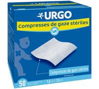 Urgo - Compresses de gaze stériles - Absorption - Boîte de 50 sachets de 2 compresses - 7,5cm x 7,5cm
