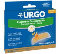 Urgo - Pansements Miel - Cicatrisants et Waterproof- x5 pansements stériles