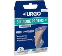URGO - Pansements SILICONE PROTECT+ LARGE - 5 pansements ultra-discrets - Résistant à l'eau - Repositionnable