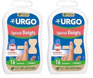 Urgo - Pansements Spécial Doigts - Suit les mouvements - Résiste à l'eau - 16 pansement 2 formats (Lot de 2)