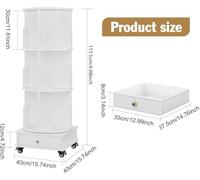 Urhause Bibliothèque Pivotante à 3 étagères, Étagère sur roulettes, Organisateur de Livres, étagère d'angle en Bois avec Un tiroir, idéale pour Le Bureau, la Chambre ou Le Salon