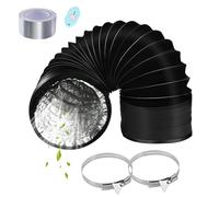 URHRHU Ø100 mm Tuyau D'evacuation 2.2 m, Tube de Ventilation Tuyau Flexible en Aluminium avec 2 Collier de Serrage inox et 1 Ruban Adhésif Aluminium pour Climatisation Sèche-Linge Extracteur D'Air