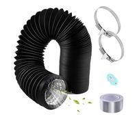 URHRHU Ø100 mm Tuyau D'evacuation 4.7 m, Tube de Ventilation Tuyau Flexible en Aluminium avec 2 Collier de Serrage inox et 1 Ruban Adhésif Aluminium pour Climatisation Sèche-Linge Extracteur D'Air