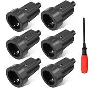 URHRHU 16A Fiches Schuko, 6 x Fiche electrique femelle noire, 250V, 16A, IP44 Prise Fiche Femelle Noir en Caoutchouc Prises de Courant Étanches 3.7KW