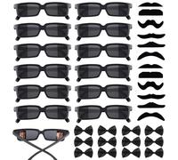 URHRHU Kit Détective 12 Pièces Lunettes d'Agent Secret avec Moustaches et Nœuds Papillons - Lunettes Espion Amusantes Accessoires Détective pour Enfants Adultes Cadeaux d'Anniversaire Fêtes Déguisées