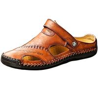 URIBAKY Sandales Homme Sandales d'été en Cuir décontractées pour Hommes Chaussures de Plage en Plein air Respirantes