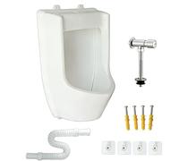 Urinal Homme avec Chasse D'eau a Bouton, en ABS, Anti Éclaboussures avec Large Évacuation, Fixation Murale, pour Salle de Bain, Garage, Extérieur, Camping, Évacuation par Le Sol