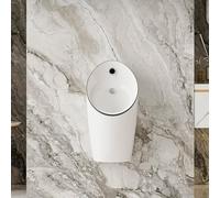 Urinal homme mural en céramique à motif marbré avec chasse d’eau automatique, urinal adulte anti-débordement et anti-odeur, adapté pour salle de bain(White+Black,Built-in Sensor)
