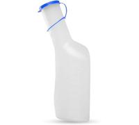 Urinal pour homme, 1 litre/1000 ml, en plastique durable, translucide, avec bouchon, lignes de mesure faciles à lire, portable pour les déplacements
