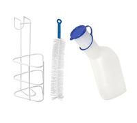 Urine Grand Kit de bouteilles, 1 x urinal hommes 1L avec couvercle, 1 x Brosse à bouteille 37 cm, 1 x urine Support de bouteilles