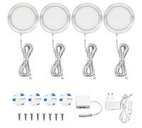 URing 4er Lampe de Placard LED, Éclairage LED Cuisine Sous Meuble, Blanc Chaud, Spots LED Vitrine pour Penderie Cuisine Armoire Camping Car Entrée Couloir Toilette, 250LM par Spot, Accessoires inclus