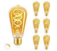 URing Ampoule LED E27 Blanc Chaud Dimmable 2200K Edison Vintage LED Lampe 4W Basse Consommation Ampoule Filament E27 Convient pour la décoration des maisons, cafés et bars, Lot de 6 (ST64)