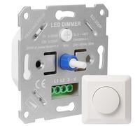 URing Interrupteur variateur LED 230 V pour LED/halogène à intensité variable 5 à 200 W pour lampes LED, interrupteur rotatif encastré avec plaque de recouvrement blanche, sans pinces de serrage