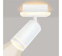 URing Plafonnier LED 1 Spot, Spots de plafond Plafonnier Pivotants & Orientables, Éclairage LED luminaire avec lueur inférieure 3W+ 1x 5W GU10 850LM, Blanc Chaud 3000K pour Cuisine Salon, Noir mat
