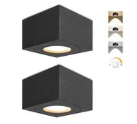 URing Spots de plafond LED Noir IP44, Ø80x50mm plafonnier spot carré avec module LED 5W 550LM, 3CCT 3000K/4000K/6500K Spot salle de bain 230V, Spots en Saillie dimmable aluminium pour Chambre, 2Pcs