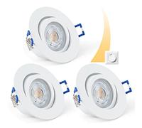URing Spots Encastrables Dimmables, Orientables 3000K 5W 650LM 230V, LED Extra Plats Blanc Chaud Ronds pour Salle de Bain, Chambre, Salon, Bureau, Lot de 3