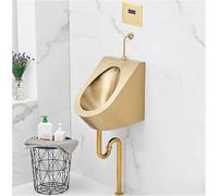 Urinoir à Chasse D’Eau pour Hommes Urinoir en Acier Inoxydable Urinoir Commercial Washout à Haute Efficacité Urinoir Doré Créatif Toilettes Murales Domesti, Ground Drainage, Kit 3
