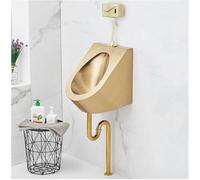 Urinoir à Chasse D’Eau pour Hommes Urinoir en Acier Inoxydable Urinoir Commercial Washout à Haute Efficacité Urinoir Doré Créatif Toilettes Murales Domesti, Ground Drainage, Kit 2
