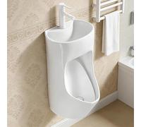 Urinoir commercial en céramique, urinoir mural, avec lavabo et robinet extractible, adapté à un usage domestique et commercial, notamment pour les hôtels, les écoles et les bars.(Automatic)