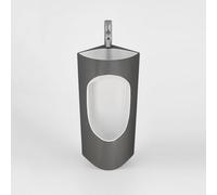 Urinoir d'angle en porcelaine pour homme avec robinet et lavabo intégrés,design moderne 2 en 1, idéal pour les salles de bains, les garages et les petites toilettes(Gray)