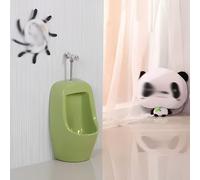 Urinoir For Petit Garçon Avec Robinet De Chasse D'eau À Poussoir,Urinoir En Céramique Sur Pied, Facile À Installer, Anti-odeurs Et Anti-éclaboussures(Green)