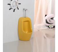 Urinoir For Petit Garçon Avec Robinet De Chasse D'eau À Poussoir,Urinoir En Céramique Sur Pied, Facile À Installer, Anti-odeurs Et Anti-éclaboussures(Yellow)