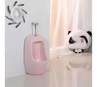 Urinoir For Petit Garçon Avec Robinet De Chasse D'eau À Poussoir,Urinoir En Céramique Sur Pied, Facile À Installer, Anti-odeurs Et Anti-éclaboussures(Pink)