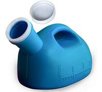 Urinoir hommes avec couvercle Tasses à urine anti-éclaboussures de grande capacité de 2000 ml/66 oz pour l'hôpital, l'incontinence, les personnes âgées, les voyages, le camping, bleu