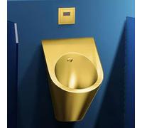 Urinoir mural à capteur automatique en acier inoxydable 304 doré pour salle de bain pour homme - Anti-éclaboussures, idéal pour la maison, hôtel, bar, usage commercial, système de rinçage facile