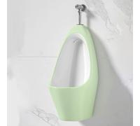 Urinoir mural à valve de chasse d'eau manuelle pour homme - Toilettes en céramique anti-déversement avec inverseur d'urine pour garçons - Idéal pour salle de bain - Design mural C vert