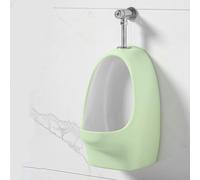 Urinoir mural à valve de chasse manuelle pour homme - WC en céramique anti-déversement avec inverseur d'urine idéal pour salle de bain garçon (D mur rangée vert)