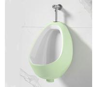 Urinoir mural à vanne de chasse manuelle pour homme - Toilettes en céramique anti-déversement avec inverseur d'urine pour garçons - Idéal pour salles de bains et toilettes publiques (vert A Floor Row)