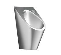 Urinoir Mural Acier Inoxydable 304 pour Hommes, Urinoir Salle de Bain, Chasse d’eau à simple pression, Évacuation U et paroi intérieure incurvée(Gray)