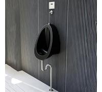 Urinoir mural automatique à capteur, urinoir commercial en acier inoxydable avec évacuation, équipement sanitaire automatique pour hommes destiné aux immeubles de bureaux(Black)