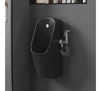 Urinoir mural automatique à détection pour hommes avec robinet modèle anti-débordement et adapté à l'usage nocturne,idéal pour salles de bains,commerces,hôtels,garages(Nero)