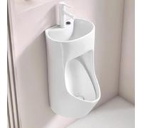Urinoir mural avec lavabo à la main, chasse manuelle, design peu encombrant, robinet extractible pour toilettes domestiques et commerciales, solution d'hygiène efficace