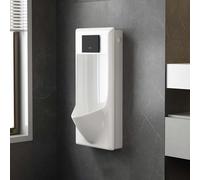Urinoir mural commercial à induction pour salle de bain pour homme, anti-éclaboussures, pour hôtels, bars, karaokés, prisons et garages, blanc, 33 x 24,9 x 69,8 cm