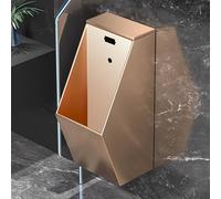 Urinoir mural en acier inoxydable 304 doré - Capteur automatique sans contact - Design hygiénique - Idéal pour salle de bain, garage, bar - Style moderne avec tuyau d'évacuation