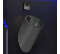 Urinoir mural en acier inoxydable 304 pour homme avec chasse automatique - Urinoirs à barre ronde commerciale pour salle de bain pour homme, finition noire, hygiène et durabilité