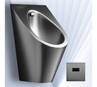 Urinoir mural en acier inoxydable pour hommes - Design anti-débordement idéal pour garage, karaoké, bar, hôtel, boutique et écoles - Finition noire