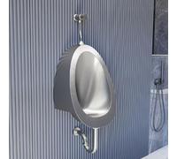 Urinoir mural en acier inoxydable, urinoir commercial métallique avec système d'évacuation, urinoir pour hommes adultes idéal pour les karaokés, les cybercafés et les salles(Silver)