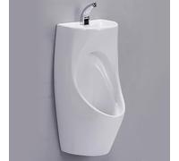Urinoir mural en céramique avec robinet à capteur et lavabo, design anti-odeur, idéal pour les espaces commerciaux comme les bars, les hôtels et les toilettes publiques