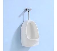 Urinoir mural en céramique avec robinet de chasse d'eau à poussoir, facile à installer, convient aux jardins d'enfants et aux familles.(White)