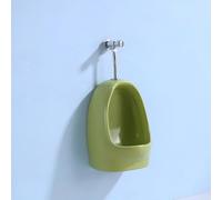 Urinoir mural en céramique avec robinet de chasse d'eau à poussoir, facile à installer, convient aux jardins d'enfants et aux familles.(Green)