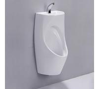 Urinoir mural en céramique pour homme avec lavabo et robinet - Design anti-déversement pour salle de bain et utilisation en extérieur - Idéal pour la nuit (blanc)