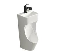 Urinoir mural en céramique pour homme Design commercial anti-déversement avec lavabo et robinet Idéal pour salles de bains, bars, écoles et toilettes publiques (blanc)